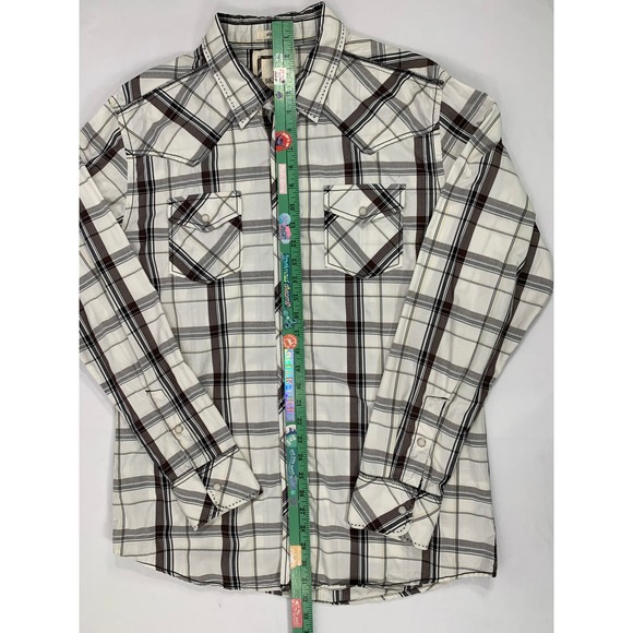 BKE Pearl Snap White Black Gray Western Long Sleeve Dress Shirt Size Large‎ - Picture 5 of 10